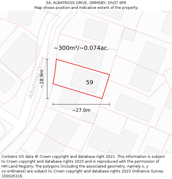 59, ALBATROSS DRIVE, GRIMSBY, DN37 9PR: Plot and title map