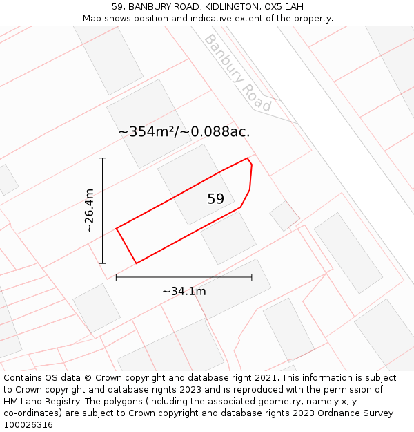59, BANBURY ROAD, KIDLINGTON, OX5 1AH: Plot and title map