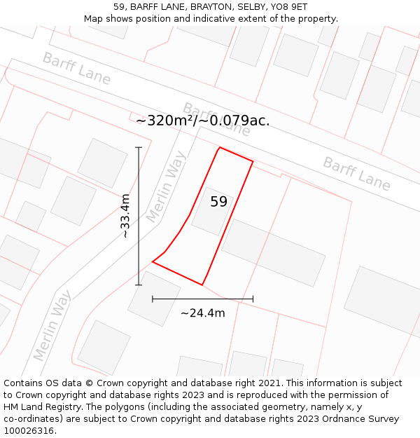 59, BARFF LANE, BRAYTON, SELBY, YO8 9ET: Plot and title map
