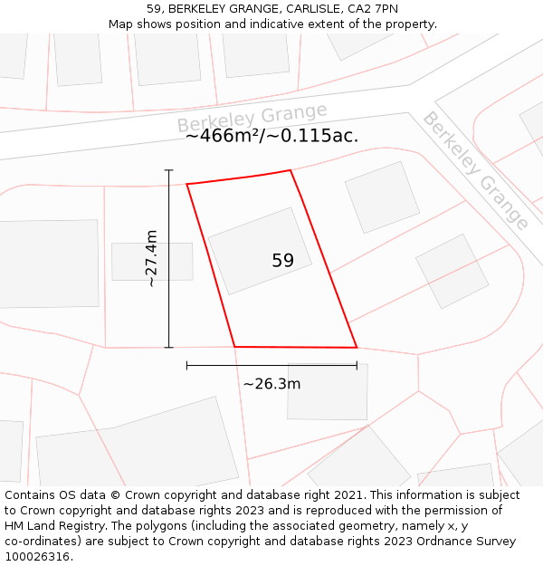 59, BERKELEY GRANGE, CARLISLE, CA2 7PN: Plot and title map