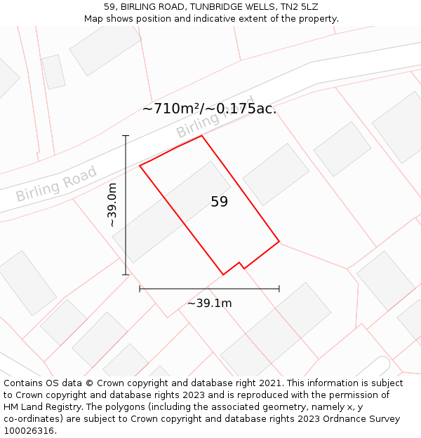 59, BIRLING ROAD, TUNBRIDGE WELLS, TN2 5LZ: Plot and title map