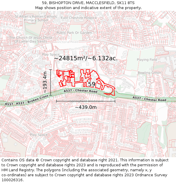 59, BISHOPTON DRIVE, MACCLESFIELD, SK11 8TS: Plot and title map