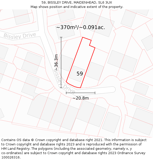 59, BISSLEY DRIVE, MAIDENHEAD, SL6 3UX: Plot and title map