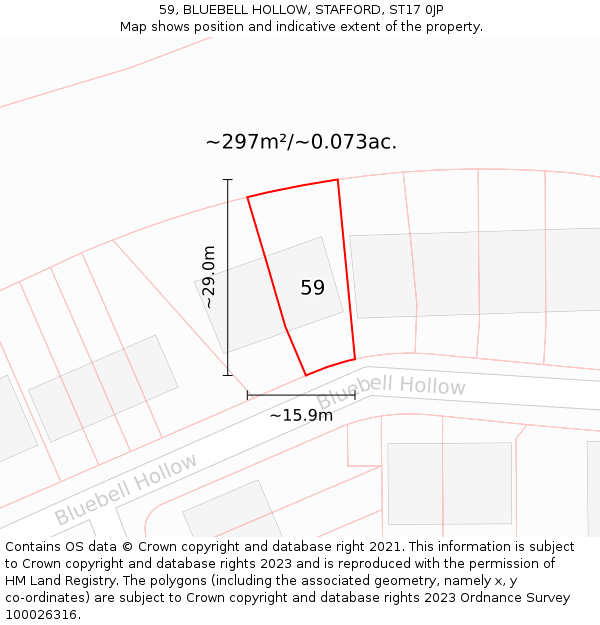 59, BLUEBELL HOLLOW, STAFFORD, ST17 0JP: Plot and title map