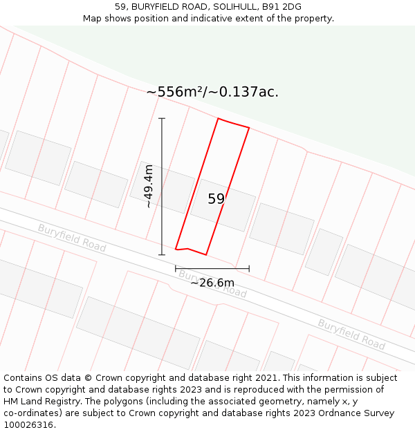59, BURYFIELD ROAD, SOLIHULL, B91 2DG: Plot and title map