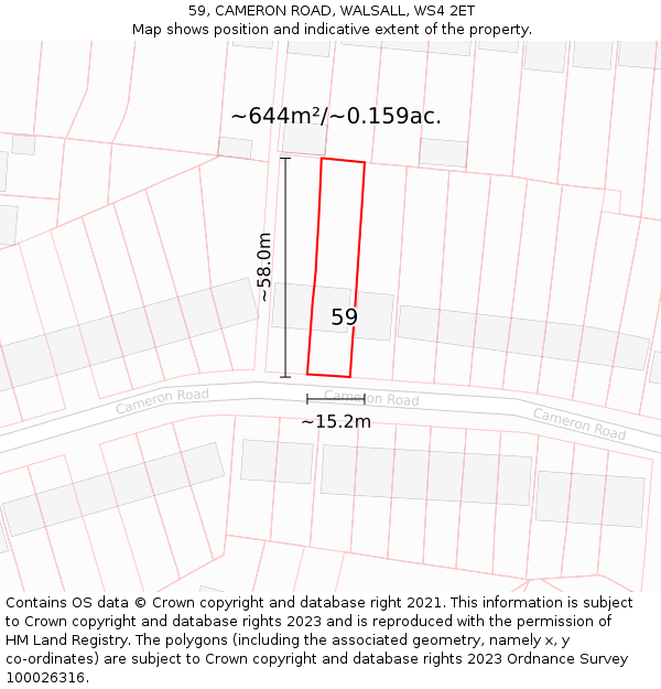 59, CAMERON ROAD, WALSALL, WS4 2ET: Plot and title map