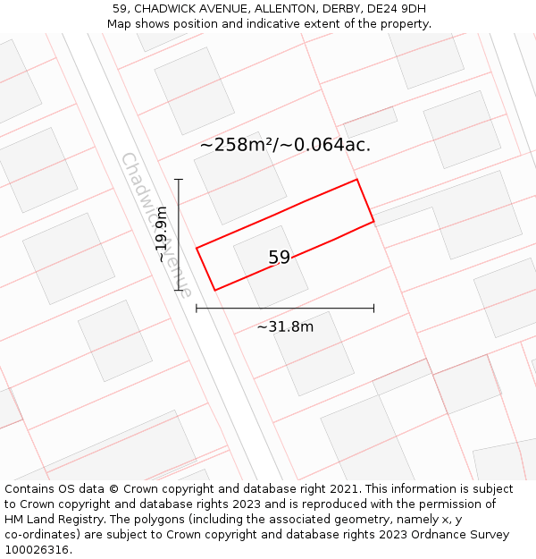 59, CHADWICK AVENUE, ALLENTON, DERBY, DE24 9DH: Plot and title map