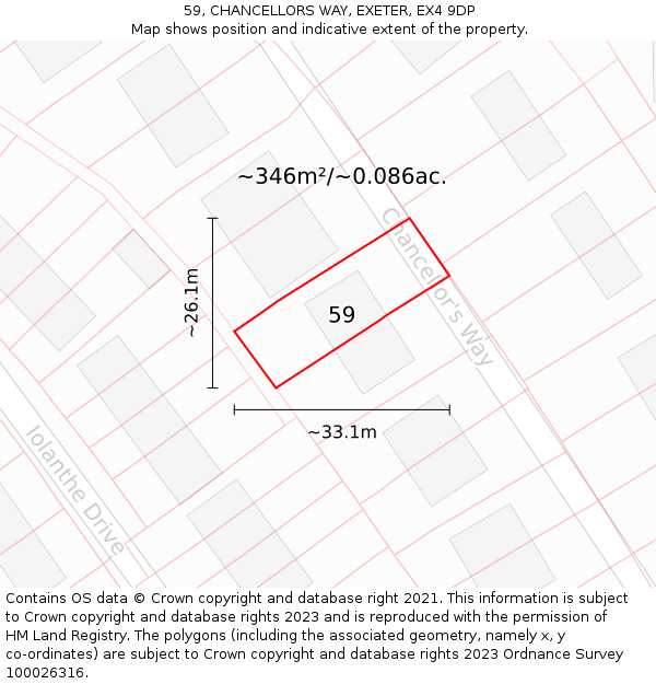 59, CHANCELLORS WAY, EXETER, EX4 9DP: Plot and title map