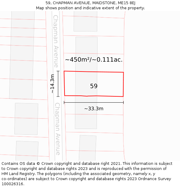 59, CHAPMAN AVENUE, MAIDSTONE, ME15 8EJ: Plot and title map