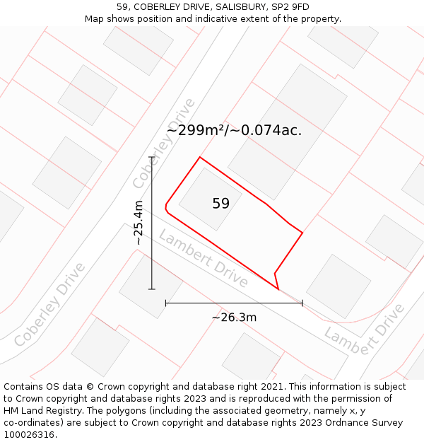 59, COBERLEY DRIVE, SALISBURY, SP2 9FD: Plot and title map