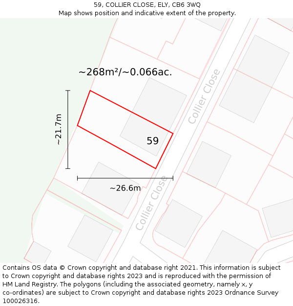 59, COLLIER CLOSE, ELY, CB6 3WQ: Plot and title map