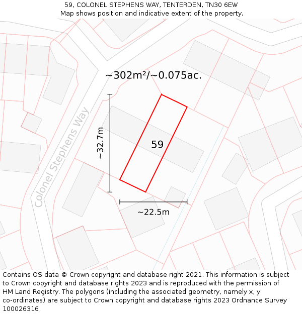 59, COLONEL STEPHENS WAY, TENTERDEN, TN30 6EW: Plot and title map