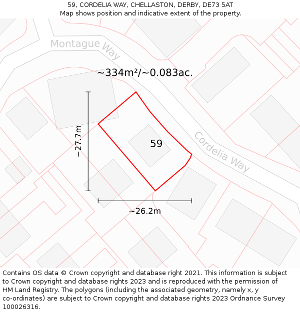 59, CORDELIA WAY, CHELLASTON, DERBY, DE73 5AT: Plot and title map