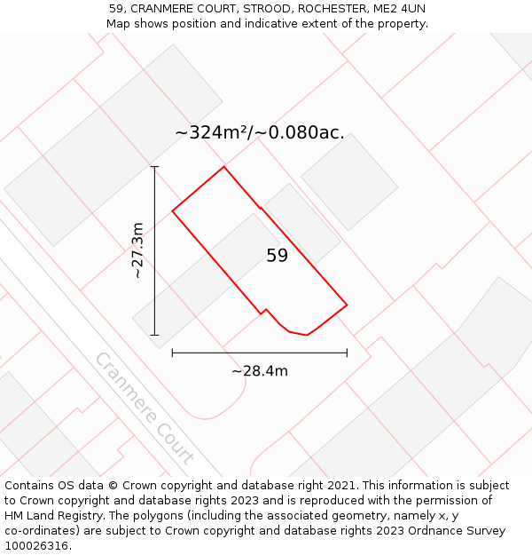 59, CRANMERE COURT, STROOD, ROCHESTER, ME2 4UN: Plot and title map