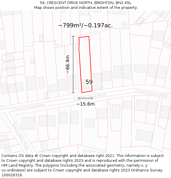 59, CRESCENT DRIVE NORTH, BRIGHTON, BN2 6SL: Plot and title map