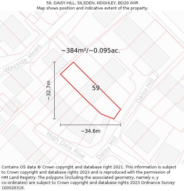 59, DAISY HILL, SILSDEN, KEIGHLEY, BD20 0HR: Plot and title map