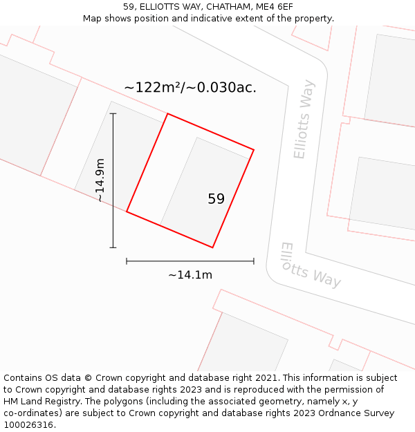 59, ELLIOTTS WAY, CHATHAM, ME4 6EF: Plot and title map