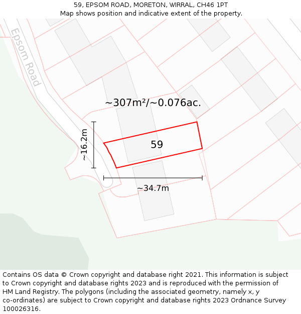 59, EPSOM ROAD, MORETON, WIRRAL, CH46 1PT: Plot and title map