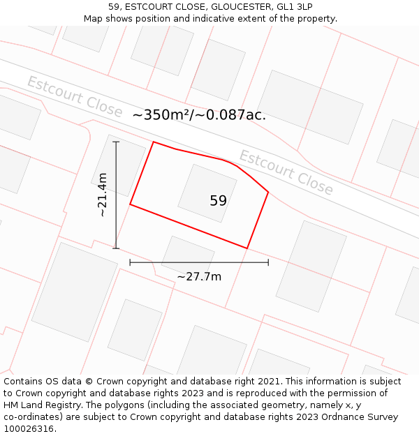 59, ESTCOURT CLOSE, GLOUCESTER, GL1 3LP: Plot and title map