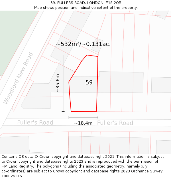 59, FULLERS ROAD, LONDON, E18 2QB: Plot and title map