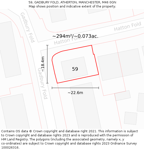 59, GADBURY FOLD, ATHERTON, MANCHESTER, M46 0GN: Plot and title map