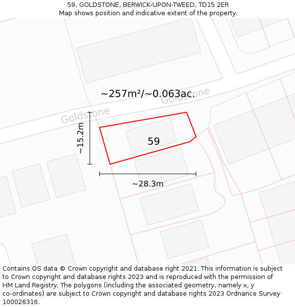 59, GOLDSTONE, BERWICK-UPON-TWEED, TD15 2ER: Plot and title map