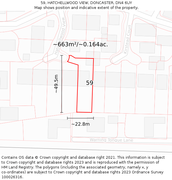 59, HATCHELLWOOD VIEW, DONCASTER, DN4 6UY: Plot and title map
