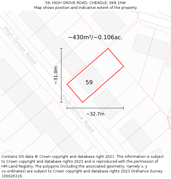 59, HIGH GROVE ROAD, CHEADLE, SK8 1NW: Plot and title map