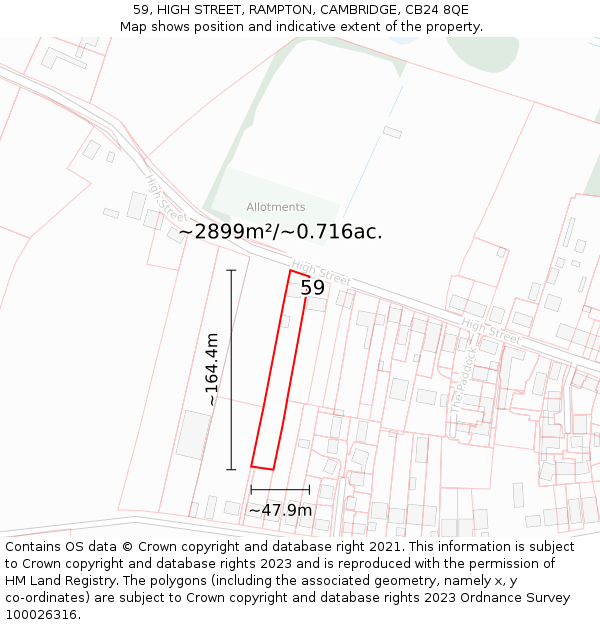 59, HIGH STREET, RAMPTON, CAMBRIDGE, CB24 8QE: Plot and title map