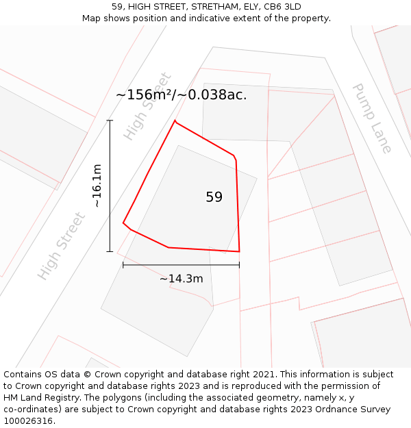 59, HIGH STREET, STRETHAM, ELY, CB6 3LD: Plot and title map