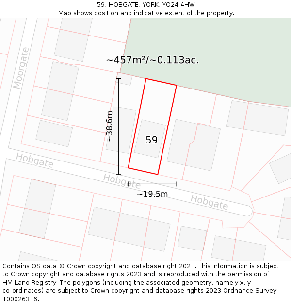 59, HOBGATE, YORK, YO24 4HW: Plot and title map
