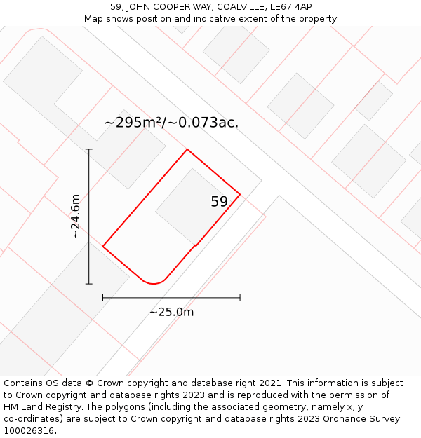 59, JOHN COOPER WAY, COALVILLE, LE67 4AP: Plot and title map