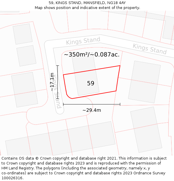 59, KINGS STAND, MANSFIELD, NG18 4AY: Plot and title map