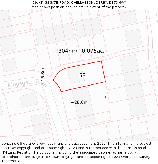 59, KINGSGATE ROAD, CHELLASTON, DERBY, DE73 6WY: Plot and title map