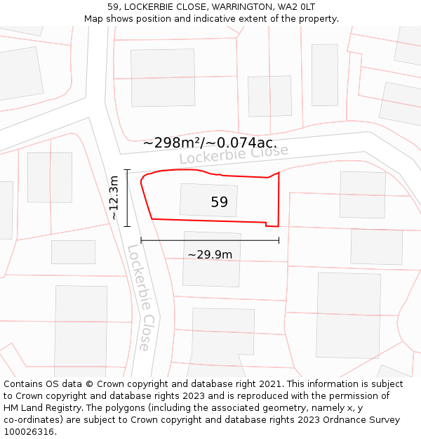 59, LOCKERBIE CLOSE, WARRINGTON, WA2 0LT: Plot and title map