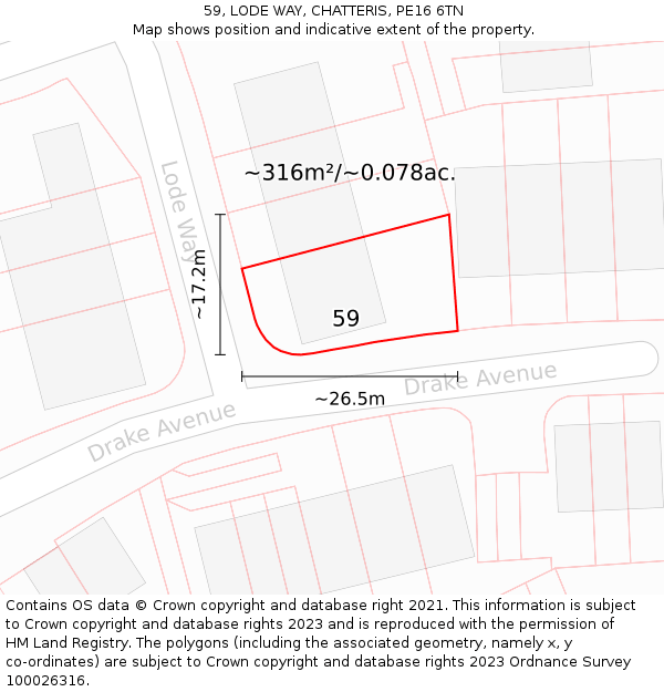 59, LODE WAY, CHATTERIS, PE16 6TN: Plot and title map