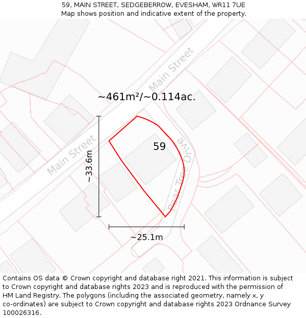 59, MAIN STREET, SEDGEBERROW, EVESHAM, WR11 7UE: Plot and title map