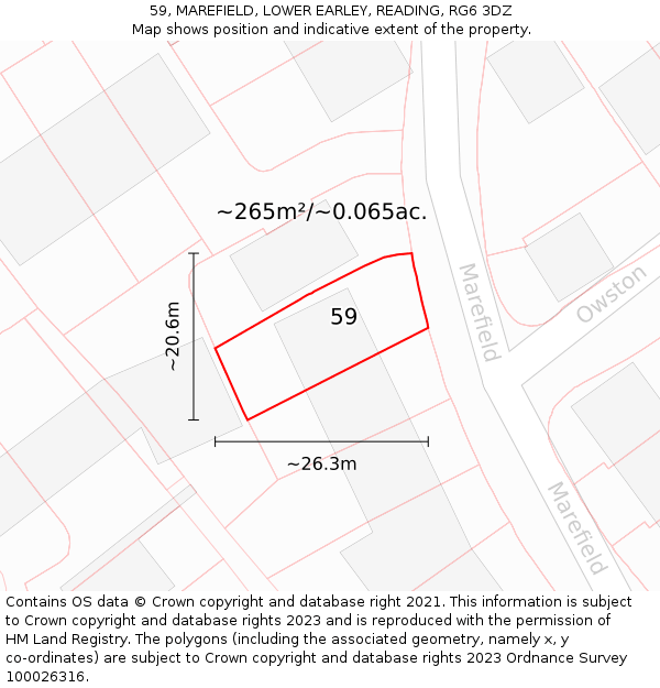 59, MAREFIELD, LOWER EARLEY, READING, RG6 3DZ: Plot and title map