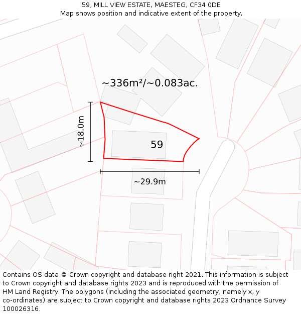 59, MILL VIEW ESTATE, MAESTEG, CF34 0DE: Plot and title map