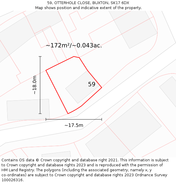 59, OTTERHOLE CLOSE, BUXTON, SK17 6DX: Plot and title map