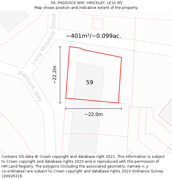59, PADDOCK WAY, HINCKLEY, LE10 0FJ: Plot and title map