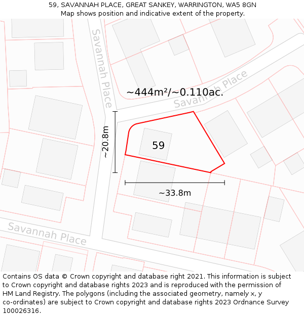 59, SAVANNAH PLACE, GREAT SANKEY, WARRINGTON, WA5 8GN: Plot and title map