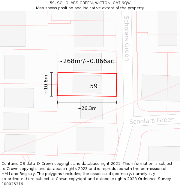 59, SCHOLARS GREEN, WIGTON, CA7 9QW: Plot and title map