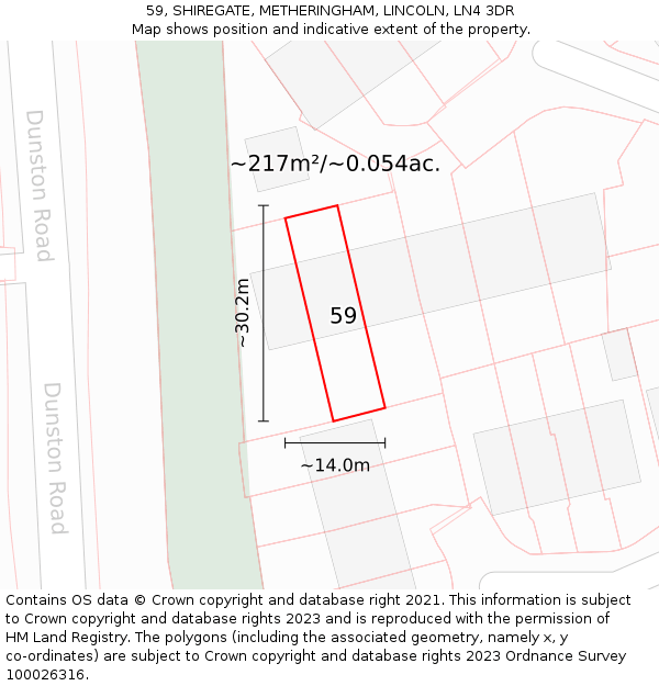 59, SHIREGATE, METHERINGHAM, LINCOLN, LN4 3DR: Plot and title map