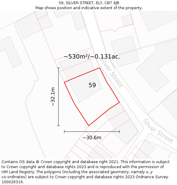 59, SILVER STREET, ELY, CB7 4JB: Plot and title map