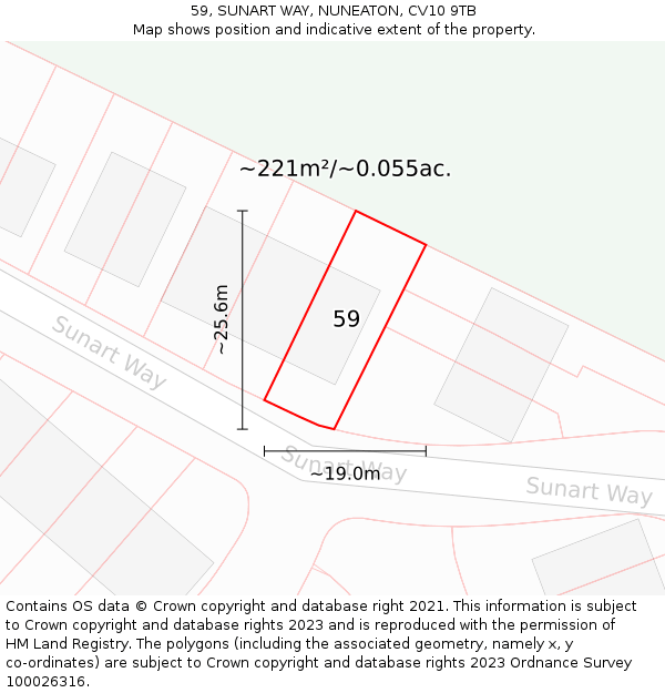 59, SUNART WAY, NUNEATON, CV10 9TB: Plot and title map