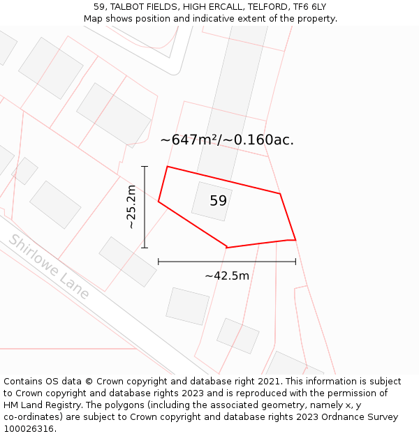 59, TALBOT FIELDS, HIGH ERCALL, TELFORD, TF6 6LY: Plot and title map