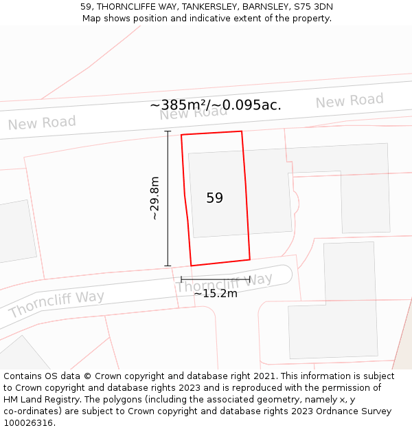 59, THORNCLIFFE WAY, TANKERSLEY, BARNSLEY, S75 3DN: Plot and title map
