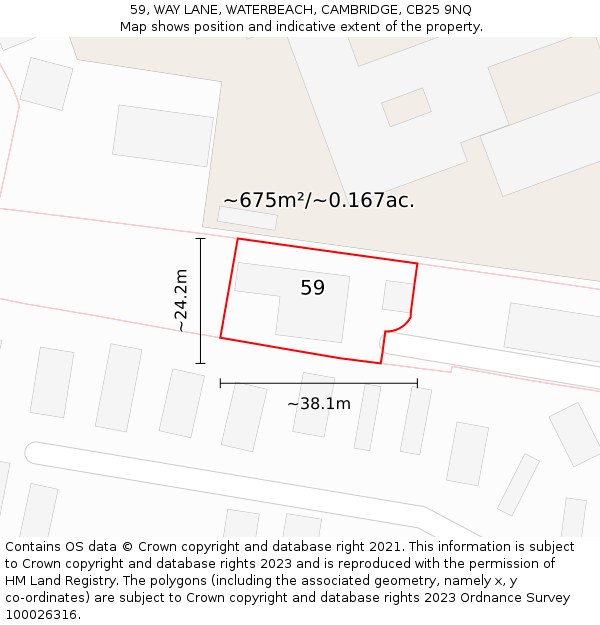 59, WAY LANE, WATERBEACH, CAMBRIDGE, CB25 9NQ: Plot and title map