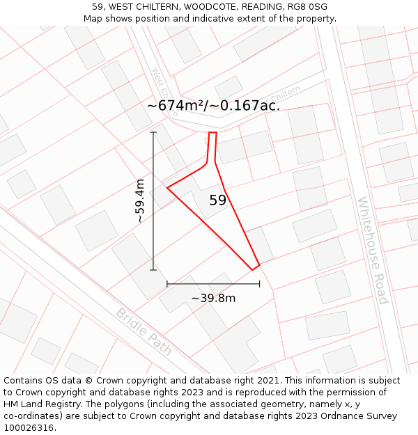 59, WEST CHILTERN, WOODCOTE, READING, RG8 0SG: Plot and title map